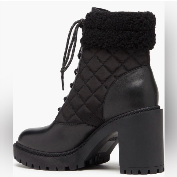 NWOB PAIGE Black Bryce Quilted Bootie & Genuine Shearling Trim, 7.5., Pristine - Picture 5 of 10